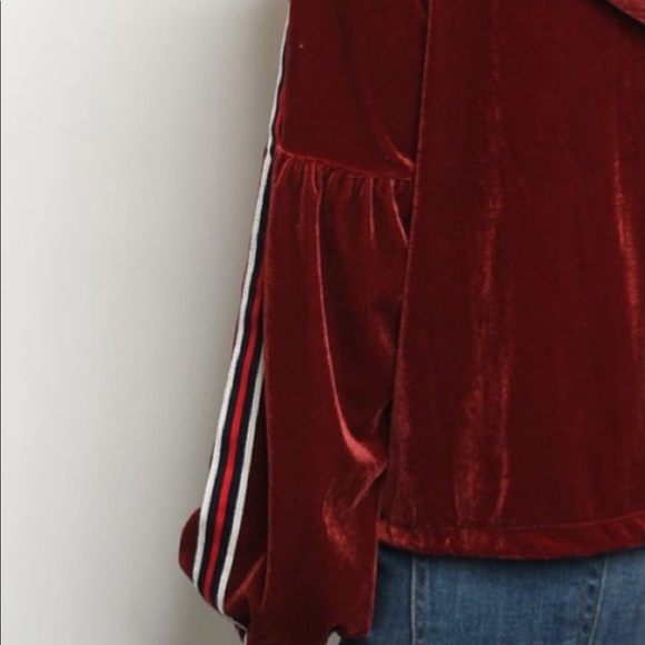 Red Velvet Zip Hoodie Jacket - Picture 5 of 9